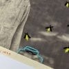Embroidery Art, threaded fireflies on black and white photo of little boy
