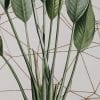 Embroidery art on antique plant drawing, tan geometric thread grid