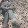 Embroidery art, yellow thread sunglasses and sprinkle rain on black and white photo